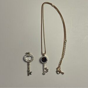 2 Gold and Silver Key Pendant Necklace